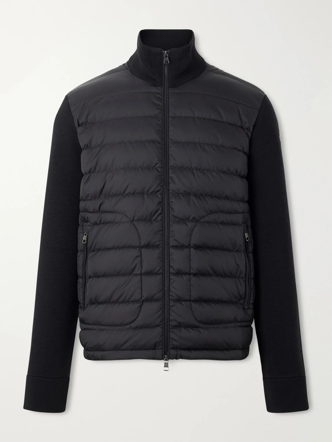 Wool and Quilted Shell Zip-Up Cardigan - 1