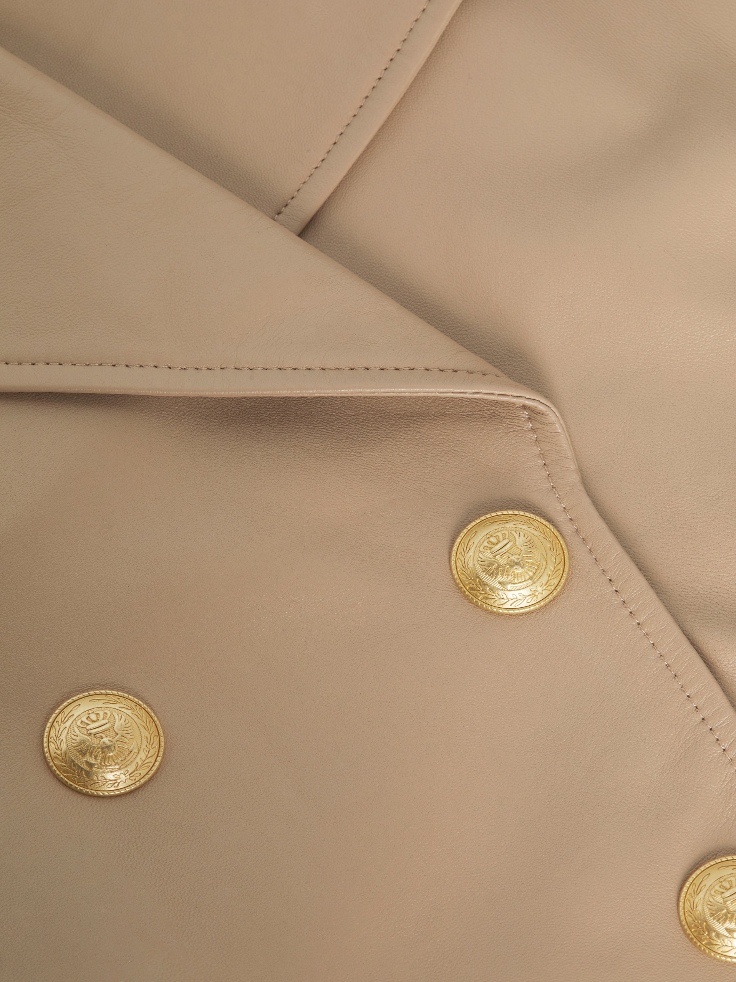 Kento Cropped Leather Trench Coat - 6