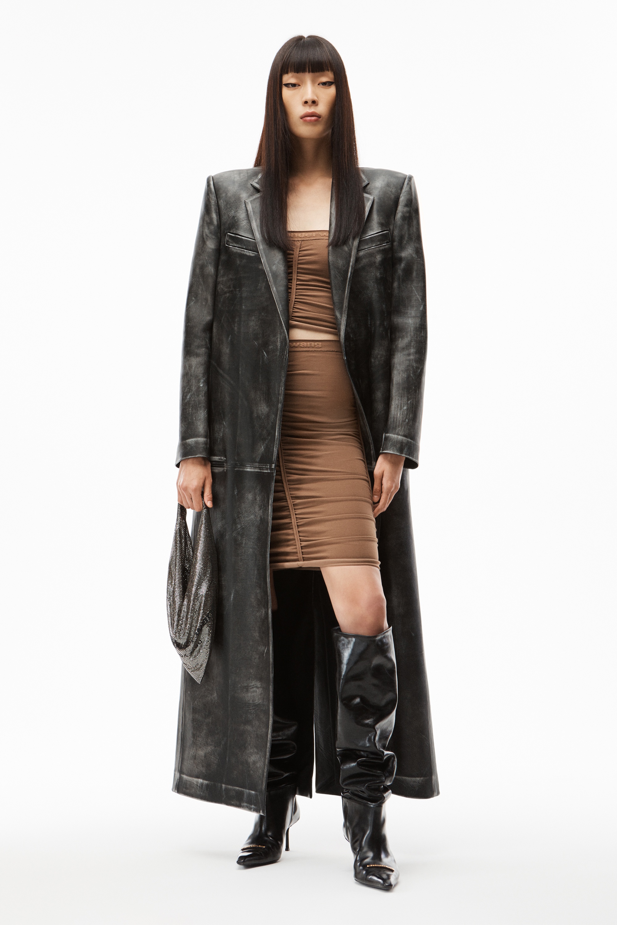 BOXY BELTED COAT IN VINTAGE MOTO LEATHER - 2