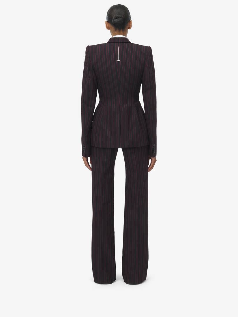 Pinstripe Single-breasted Jacket - 6