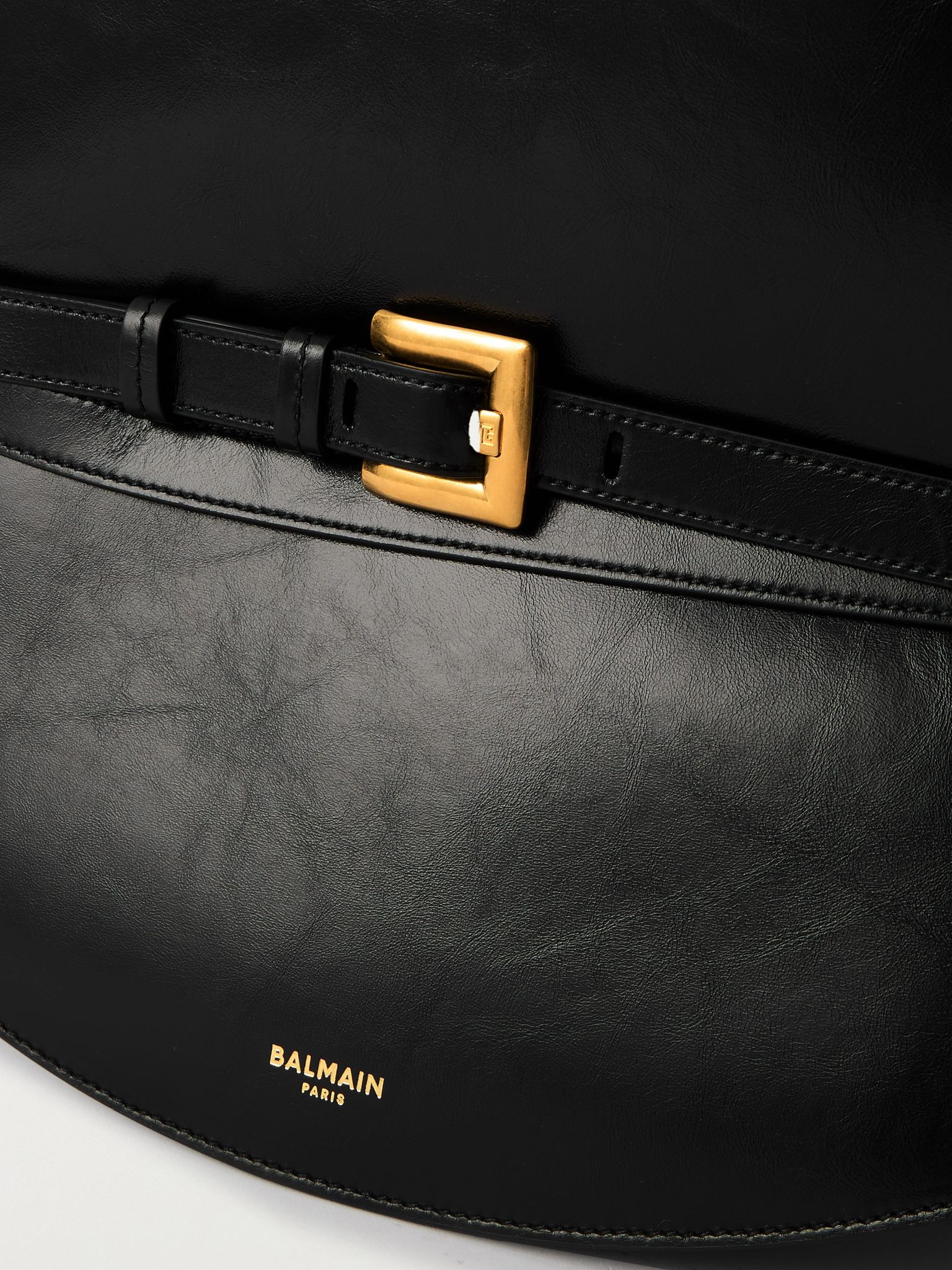 Shuffle medium buckled leather shoulder bag Black - 4