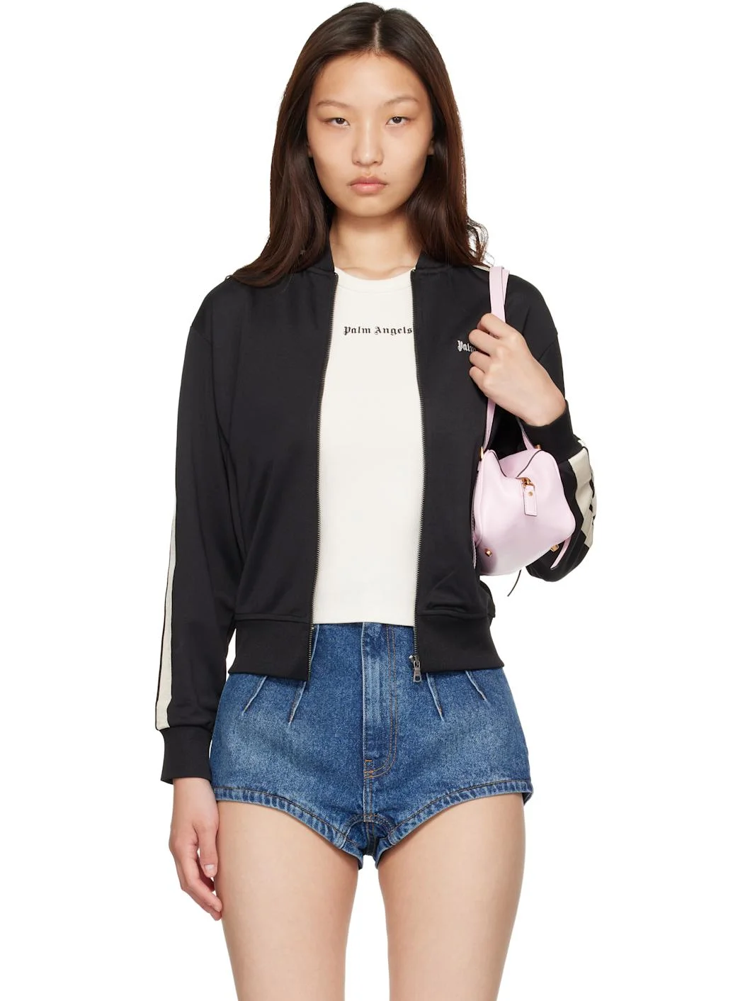 Black Classic Logo Track Bomber Jacket - 1