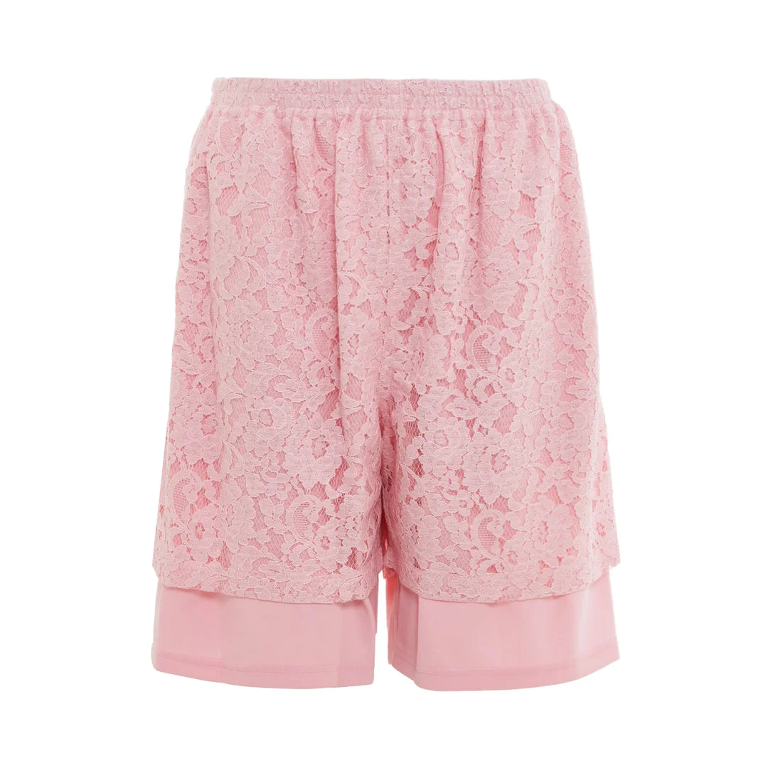 Pink Lace Combi Jersey Pants - 1