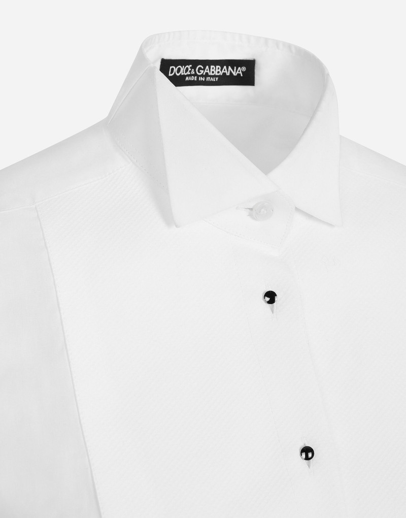 Cotton poplin shirt with piqué shirt front 3