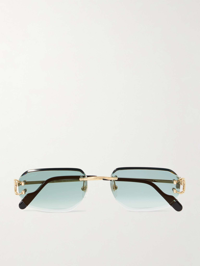 Signature C Rimless Rectangular-Frame Gold-Tone Sunglasses 1
