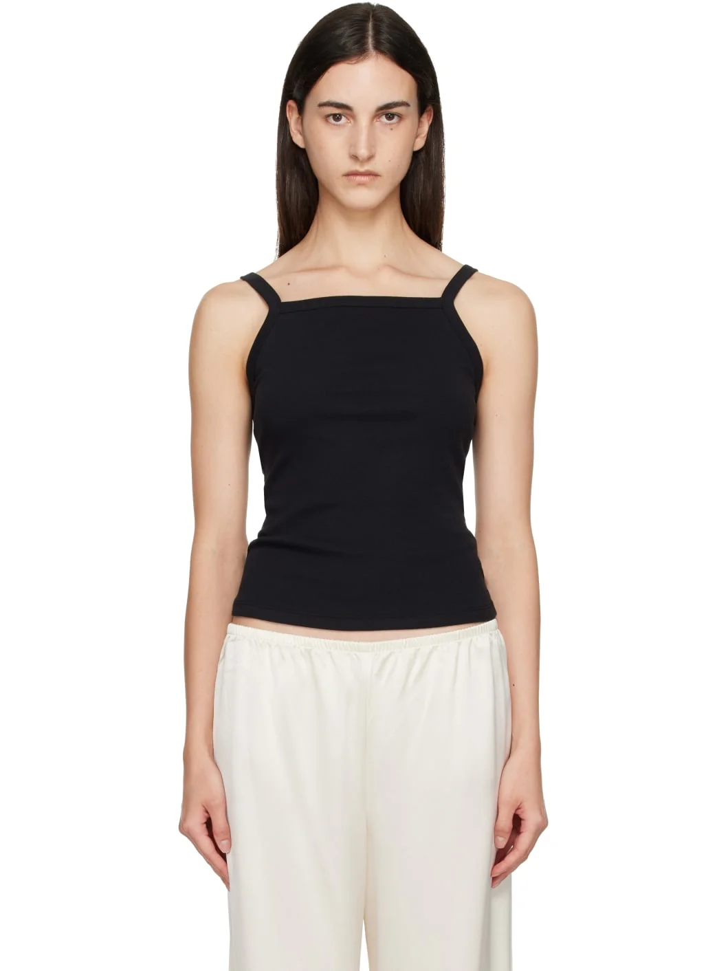 Black Nando Square Neck Tank Top - 1