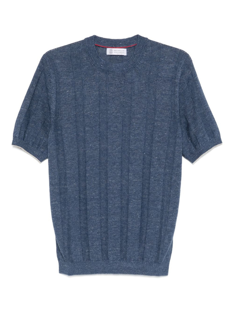 ribbed short-sleeve knitted T-shirt 1