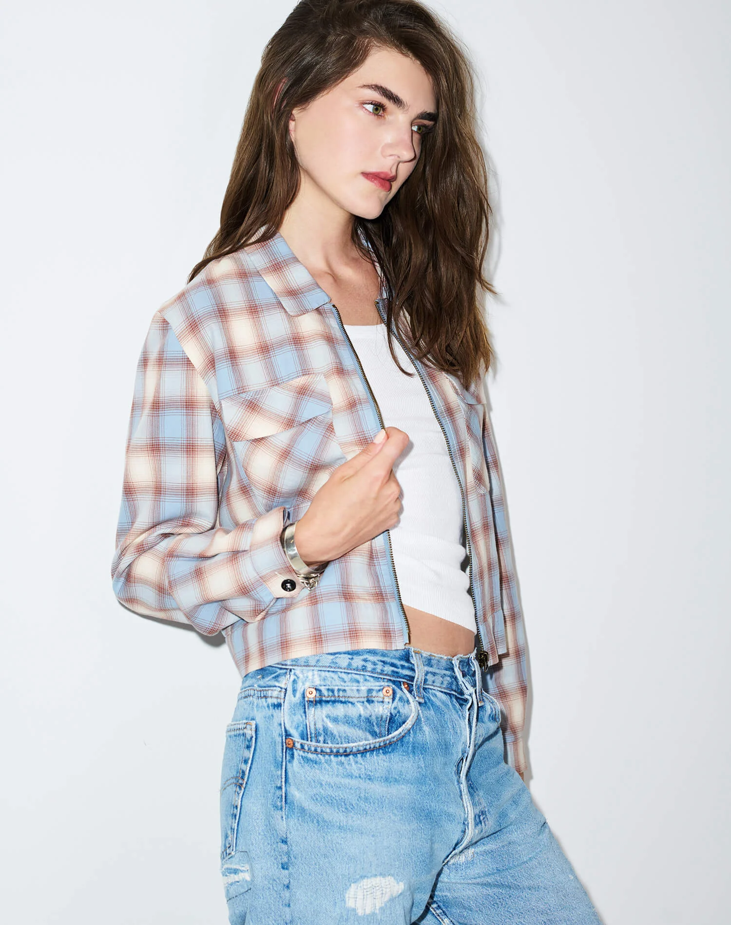 Viv Jacket - Bluebell Plaid - 1