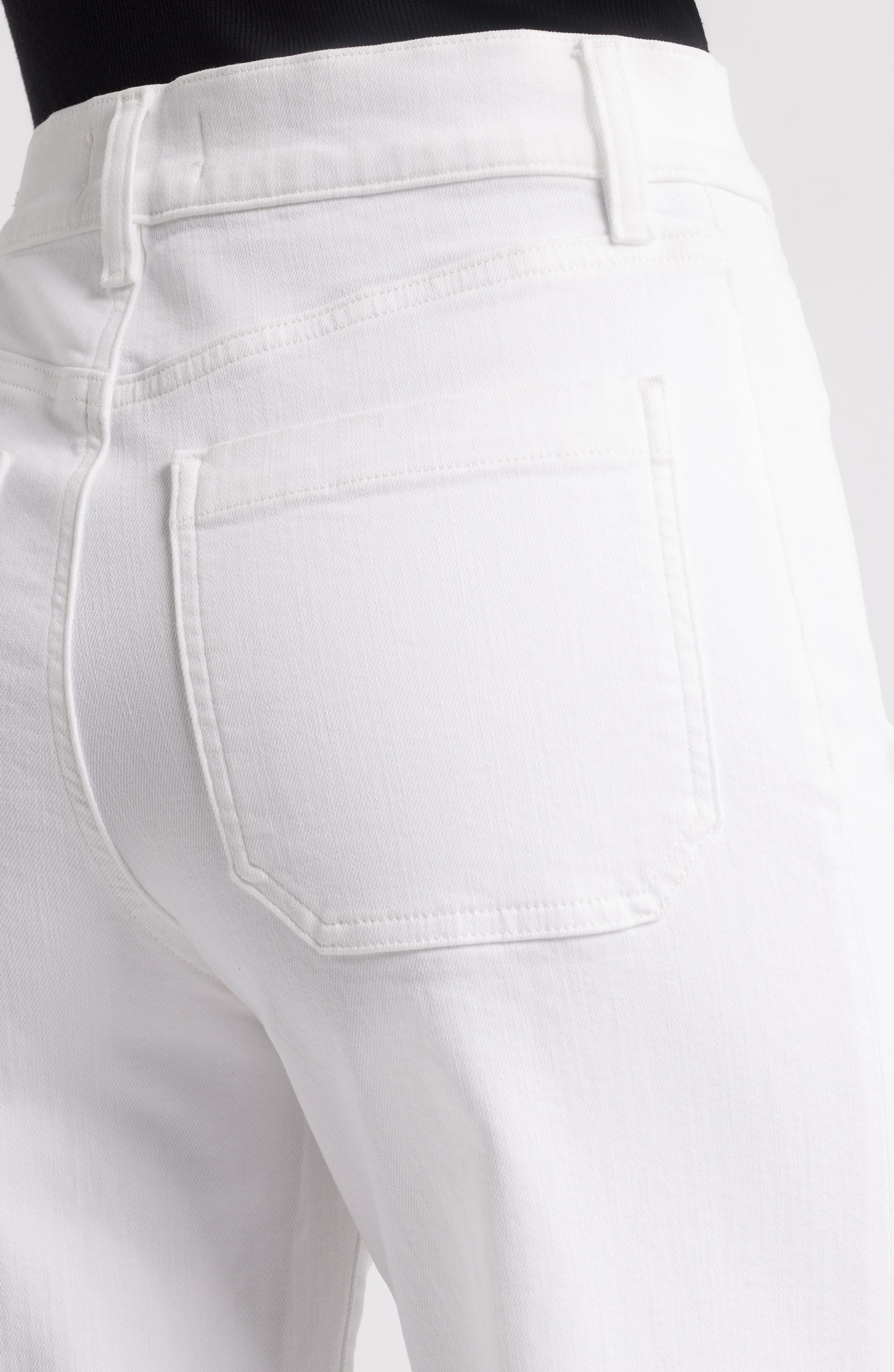 FRAME Le Slim Palazzo Patch Pocket High Waist Wide Leg Jeans in White at Nordstrom - 4