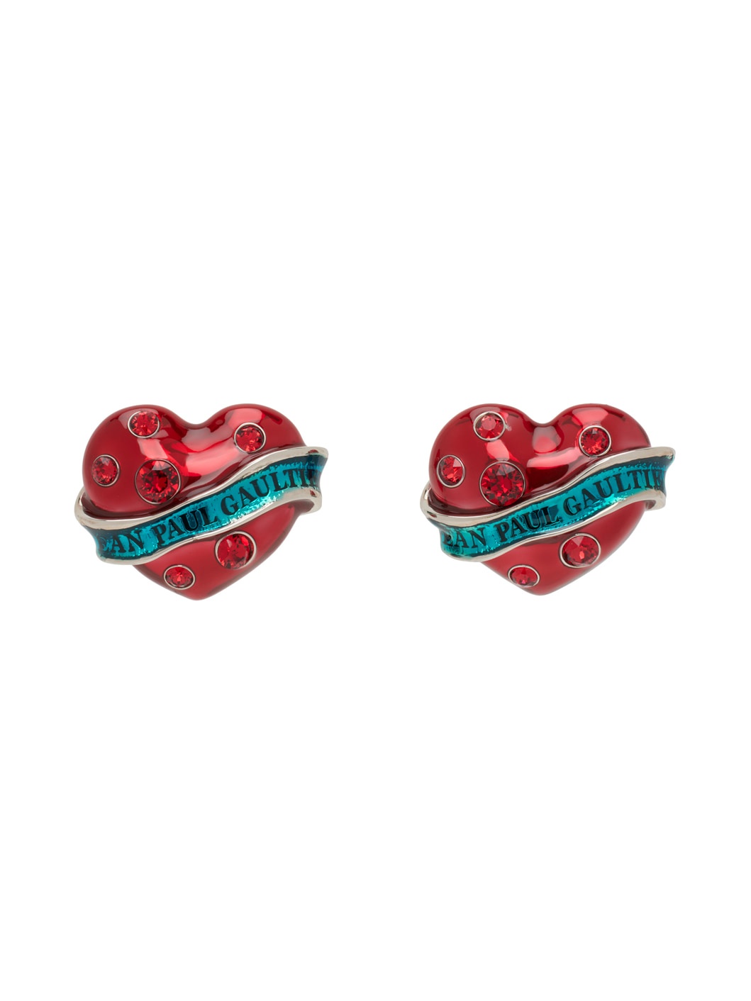 Red & Blue Big Heart Earrings - 1
