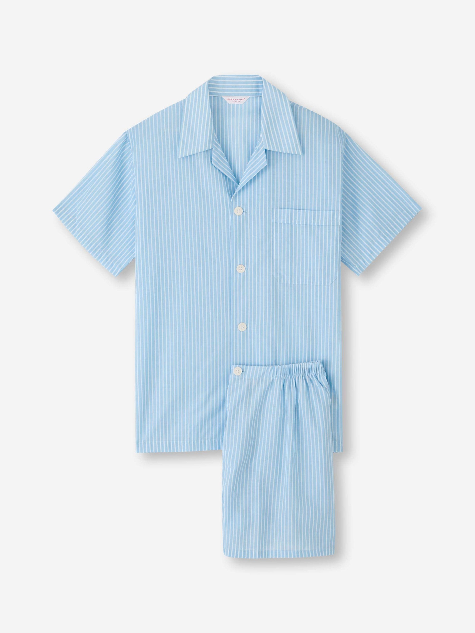 Men's Short Pajamas Amalfi 21 Cotton Batiste Blue - 2