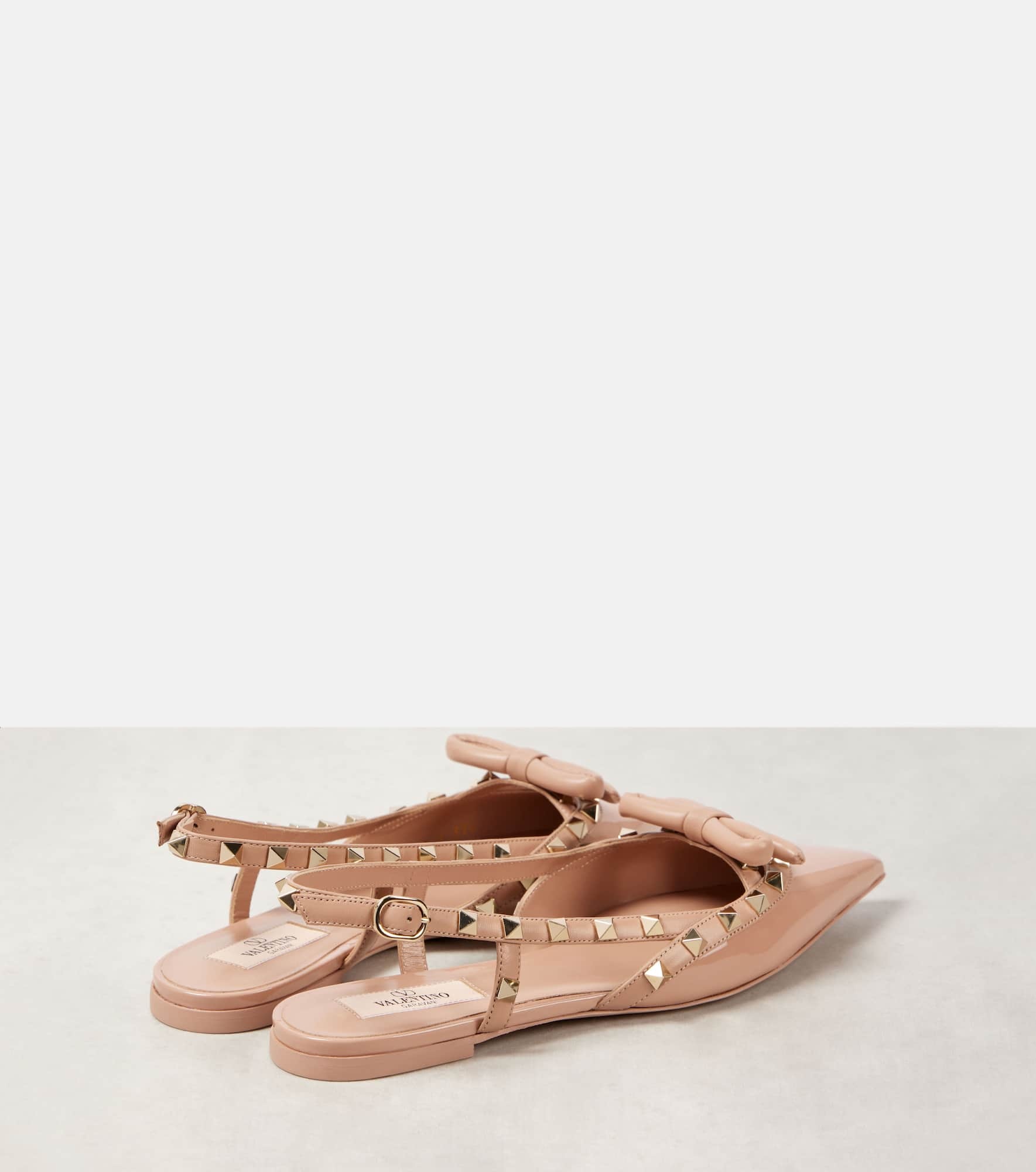 Rockstud Bow patent leather slingback flats - 2