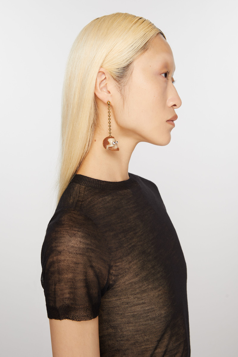 Acne Studios Skull pendant earring - Antique gold/brown outlook