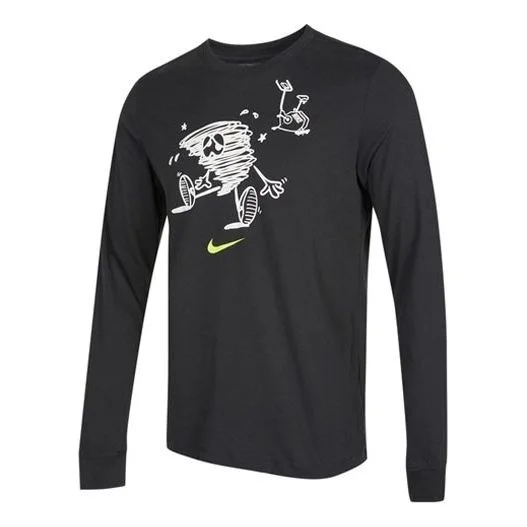 Men's Nike Training Athleisure Casual Sports Long Sleeves Round Neck Black T-Shirt DM5693-045 - 1