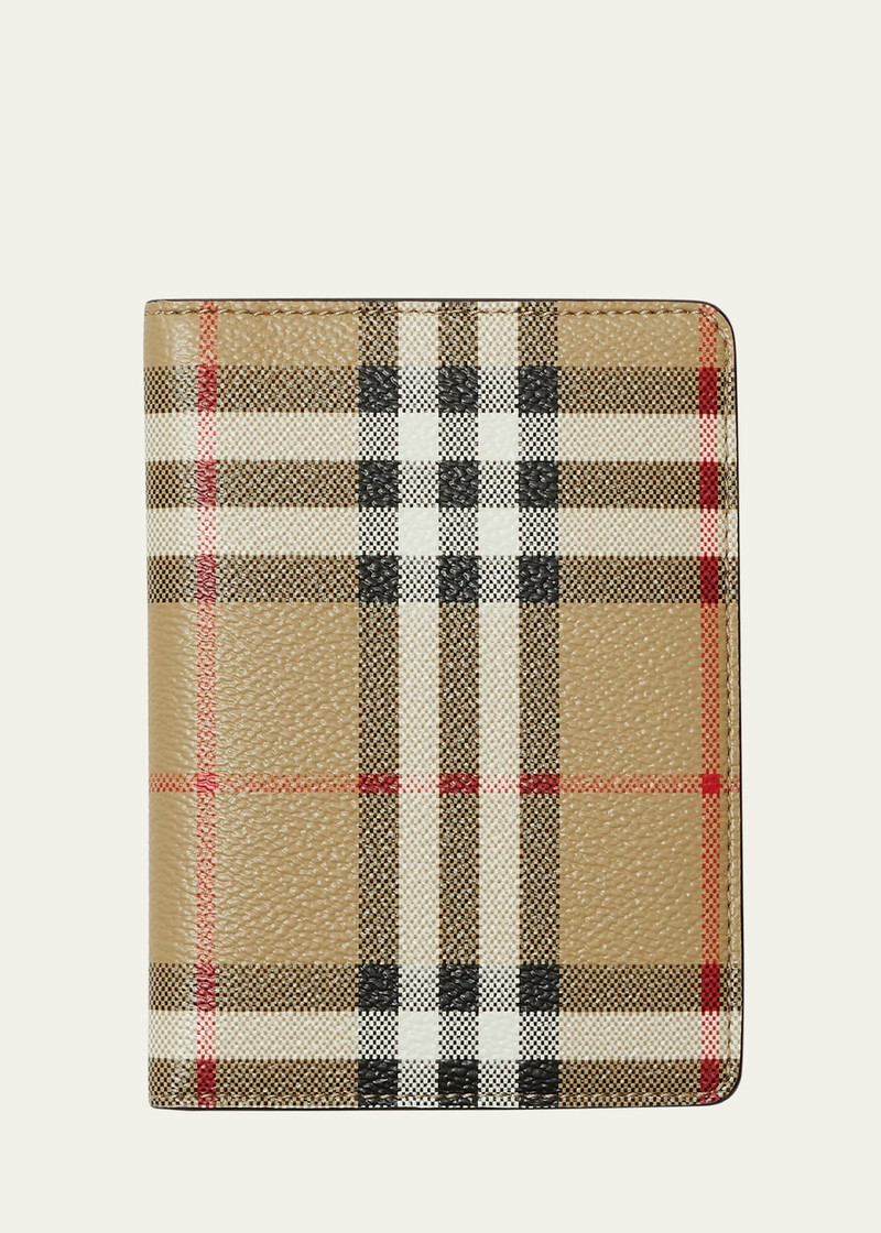 Burberry Beige Check Passport Holder outlook
