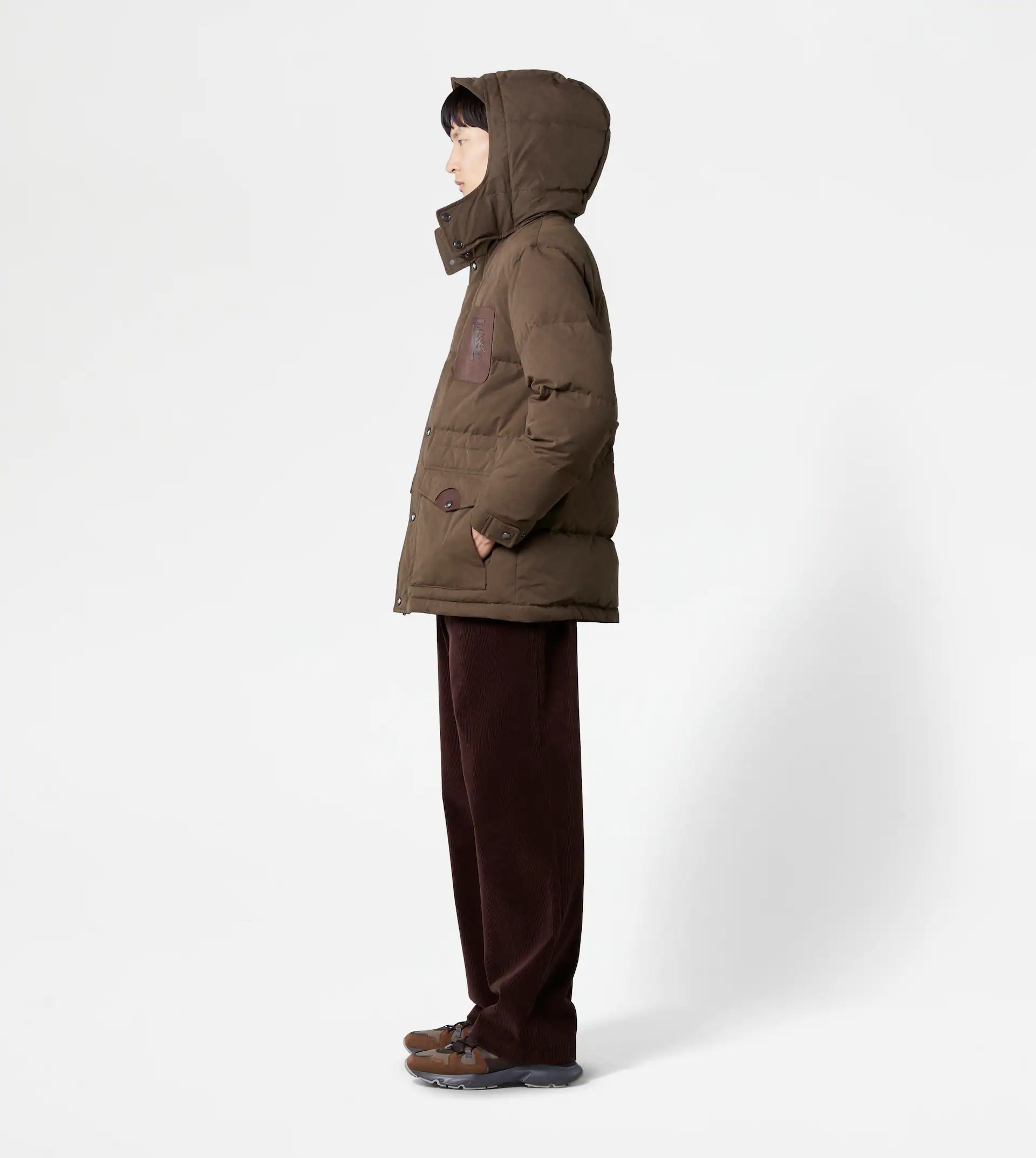 HOODED DOWN JACKET - BROWN - 4