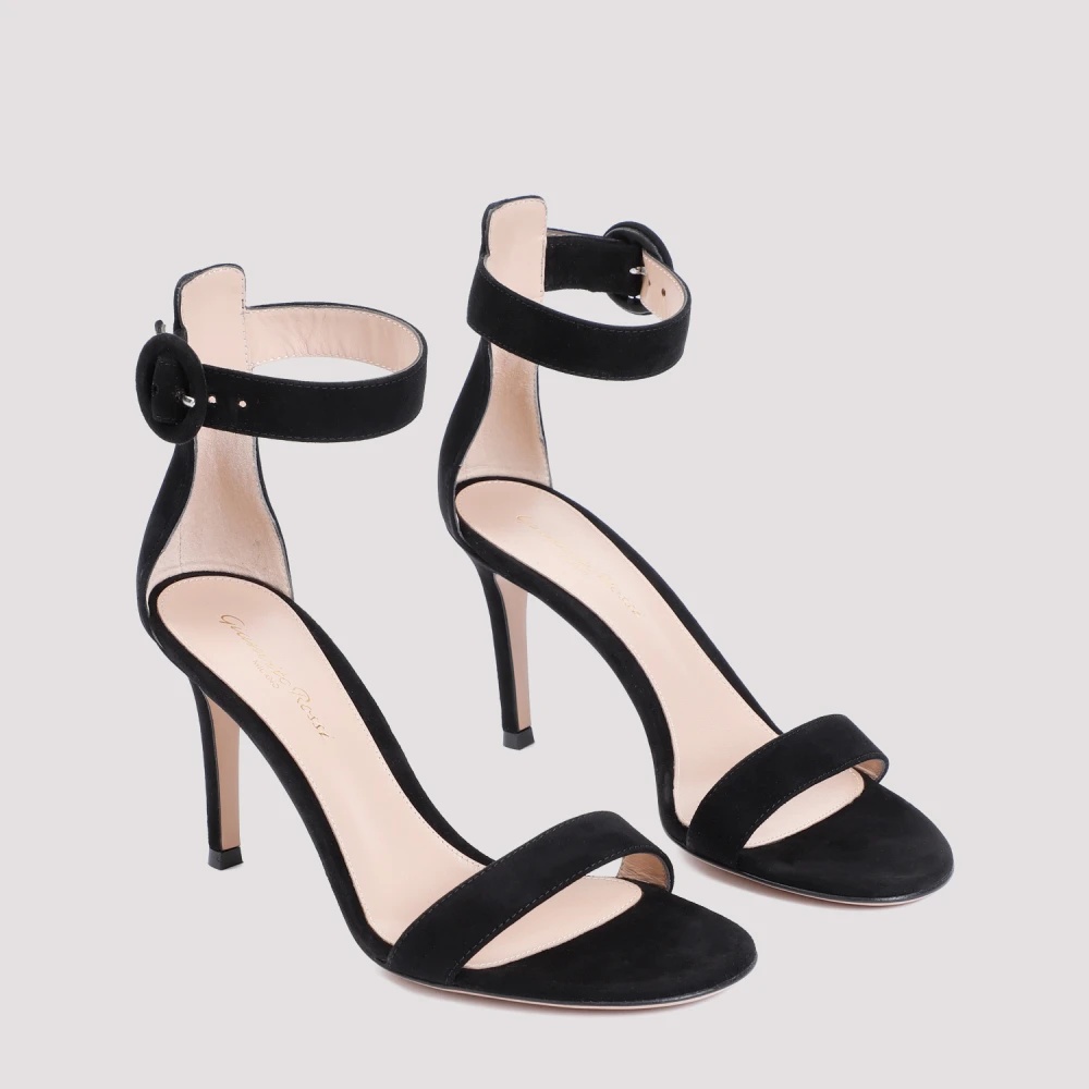 Gianvito Rossi BLACK SUEDE PORTOFINO SANDALS | miinto