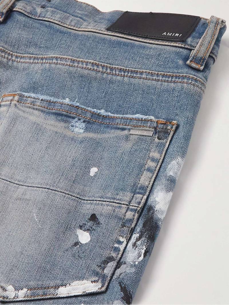 Slim-Fit Flared Paint-Splattered Jeans 5