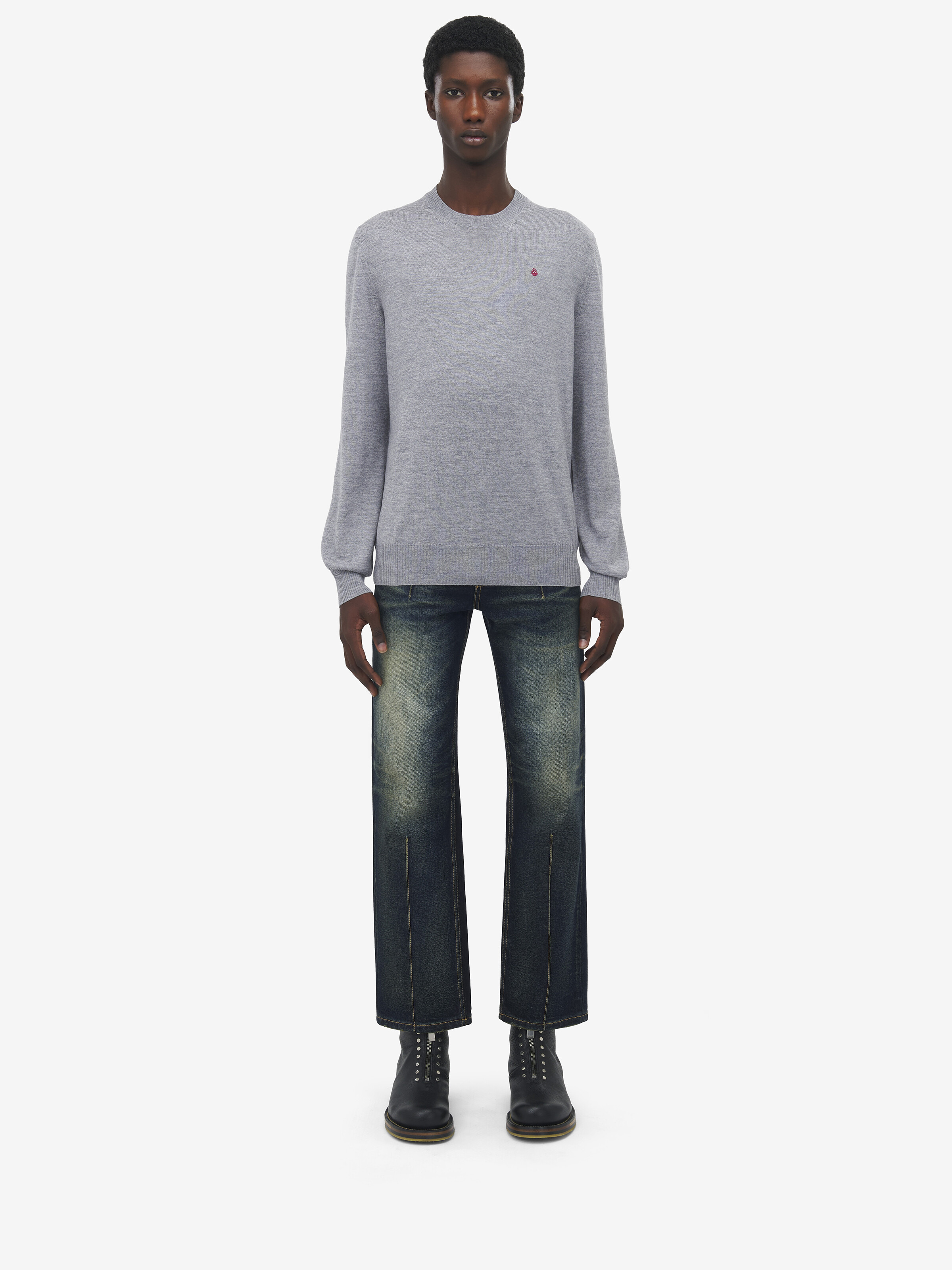 Merino Wool Inverted Skull Jumper - 3