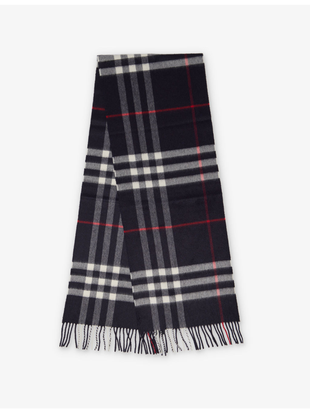 Check-print fringed cashmere scarf - 1