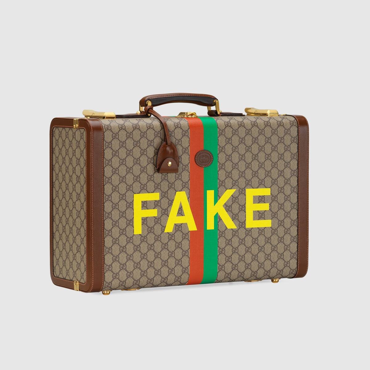 'Fake/Not' print medium suitcase - 12