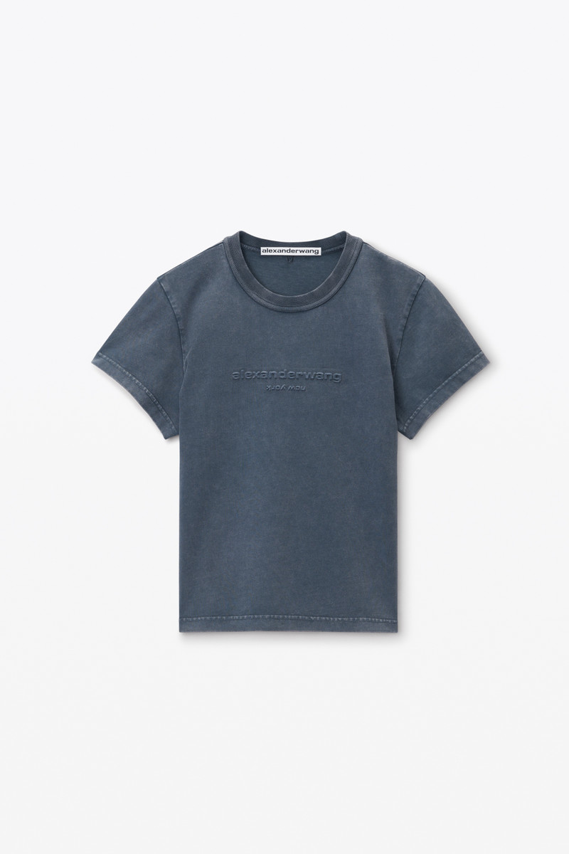 shrunken logo embossed tee in cotton 1