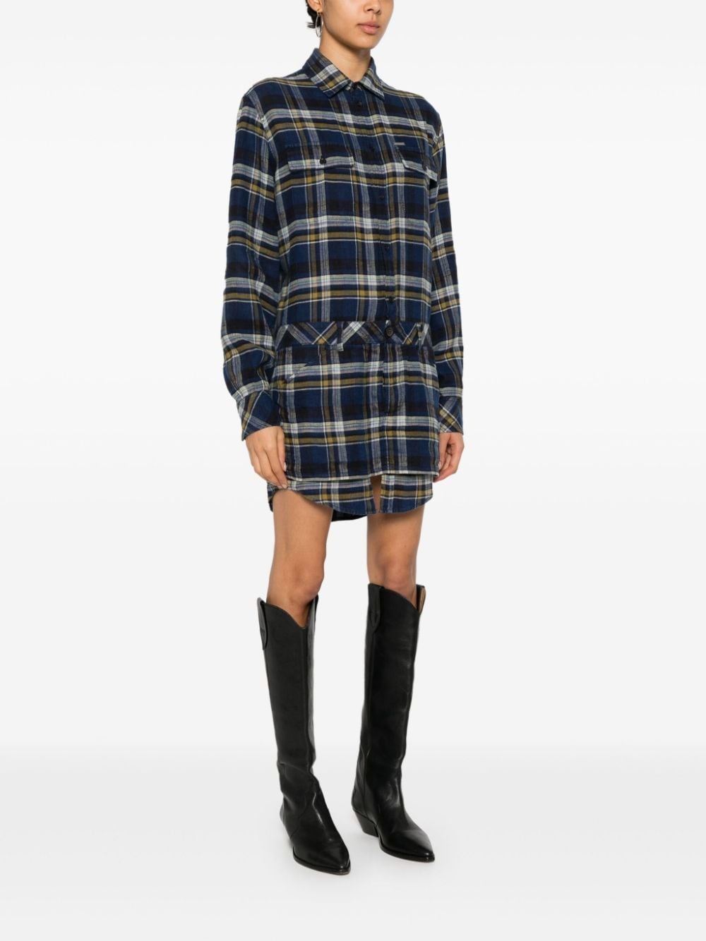 plaid-check mini dress - 3