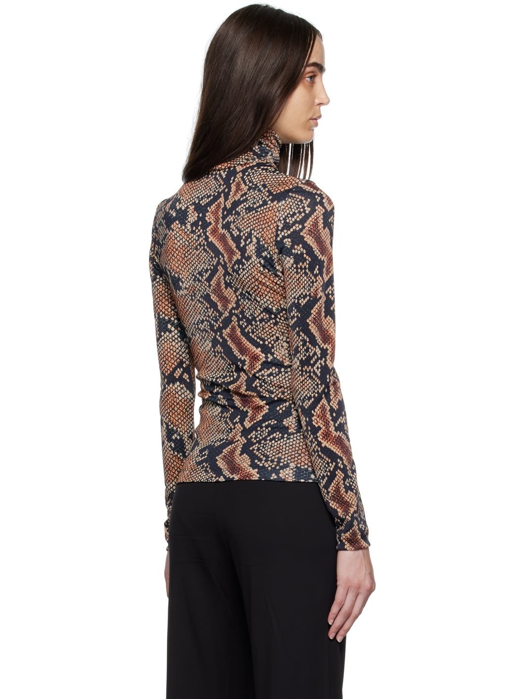 Black Snake Print Turtleneck - 3