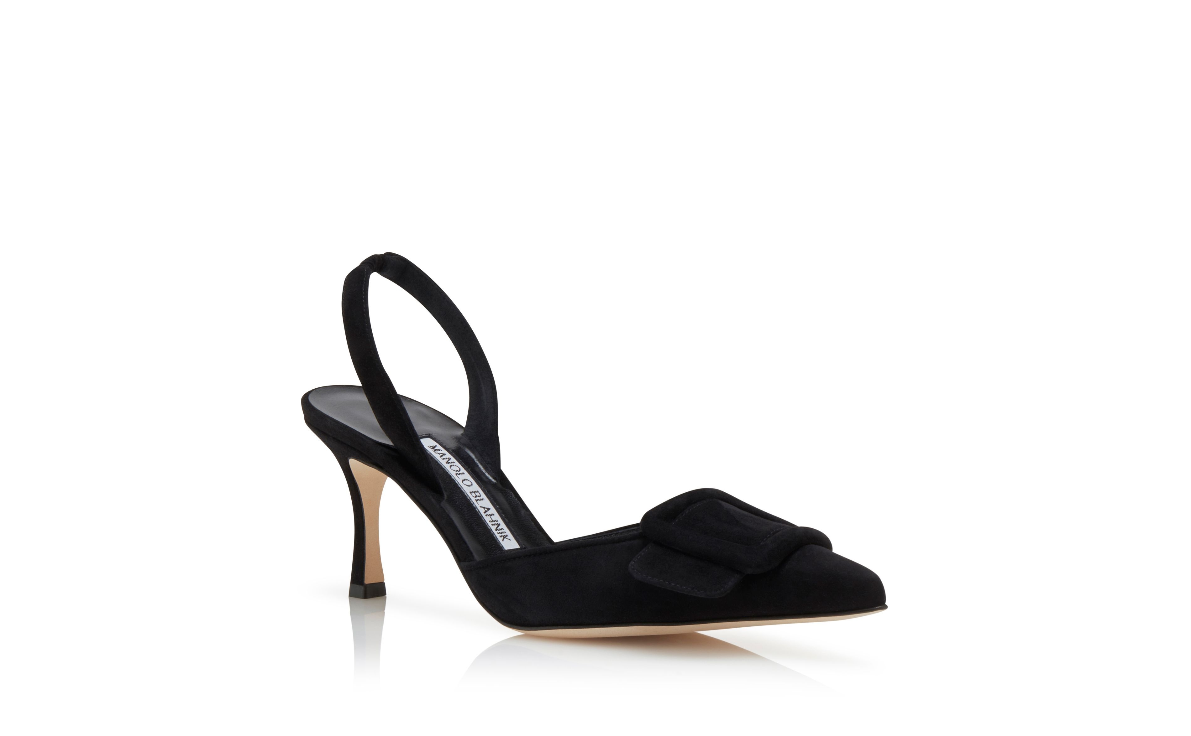 Black Suede Slingback Pumps - 3