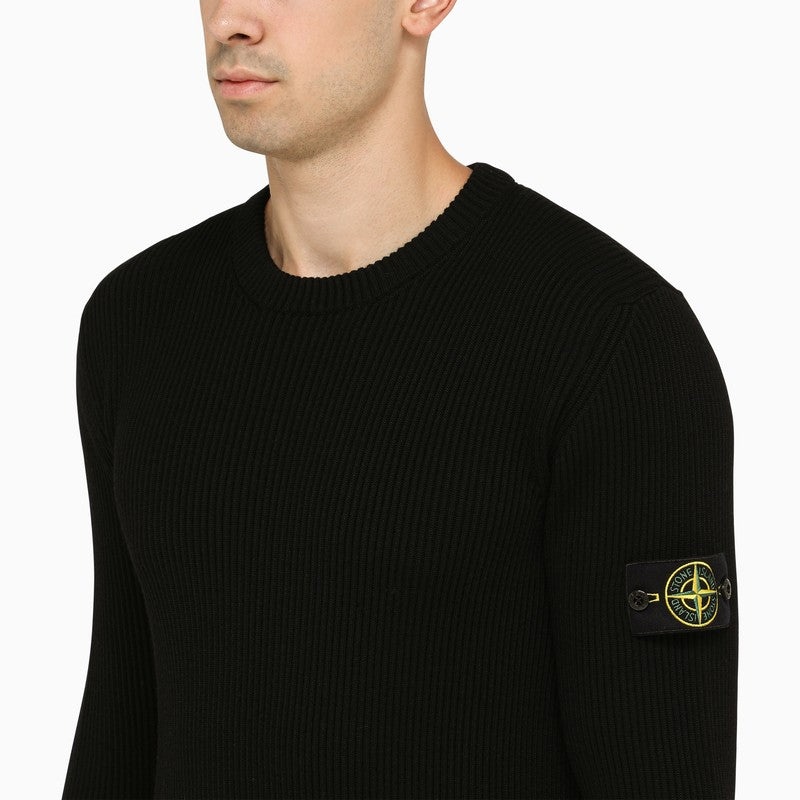 Stone Island Black Virgin Wool Crew-Neck Sweater Men - 4