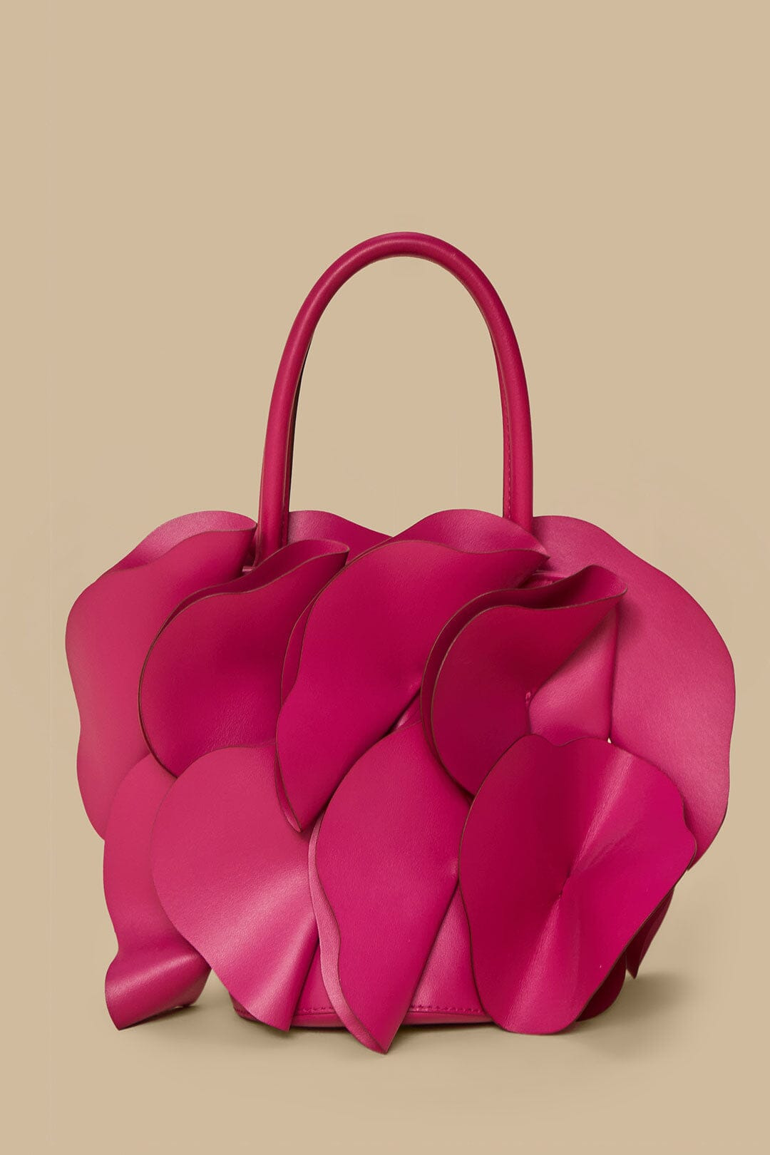 Fuchsia Leather Flower Bag - 1