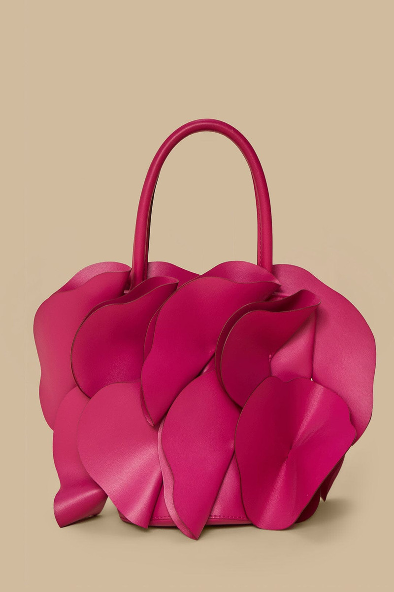 Fuchsia Leather Flower Bag 1
