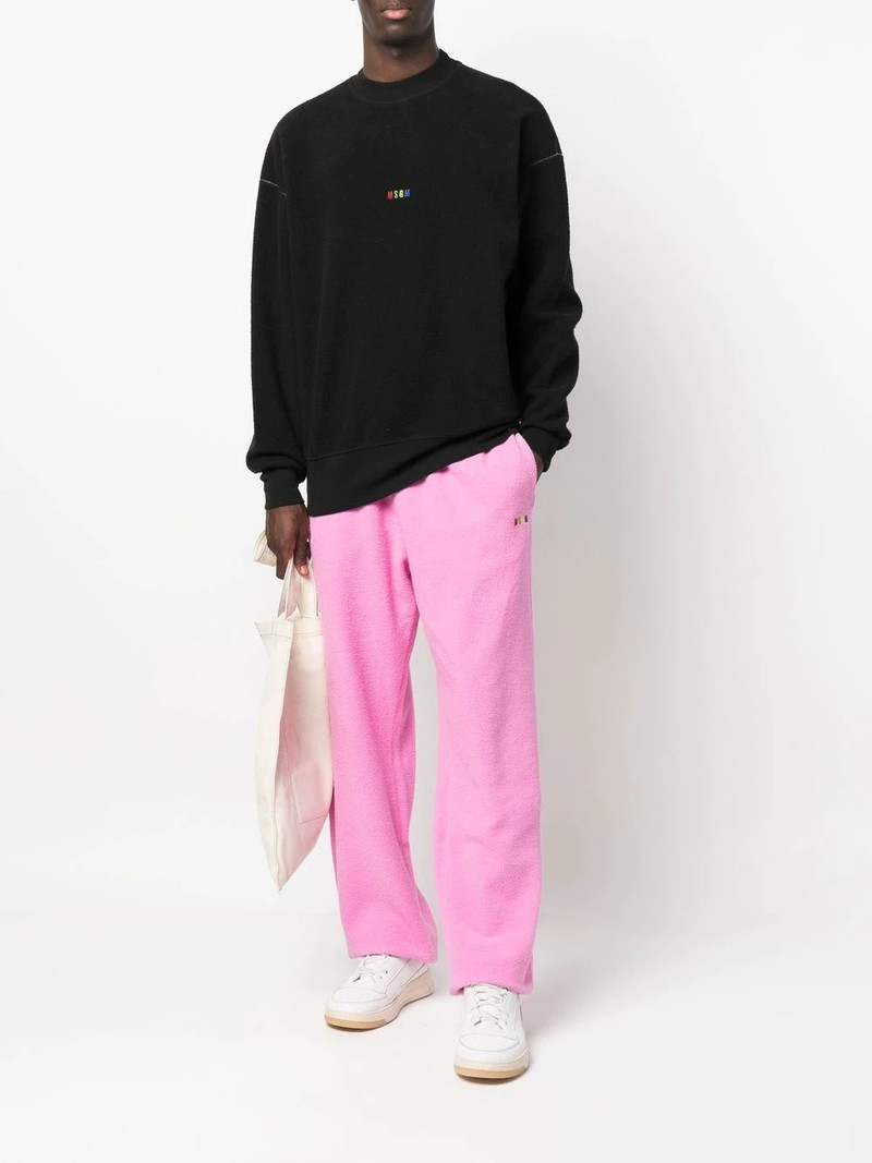 MSGM logo-embroidered fleece sweatshirt outlook