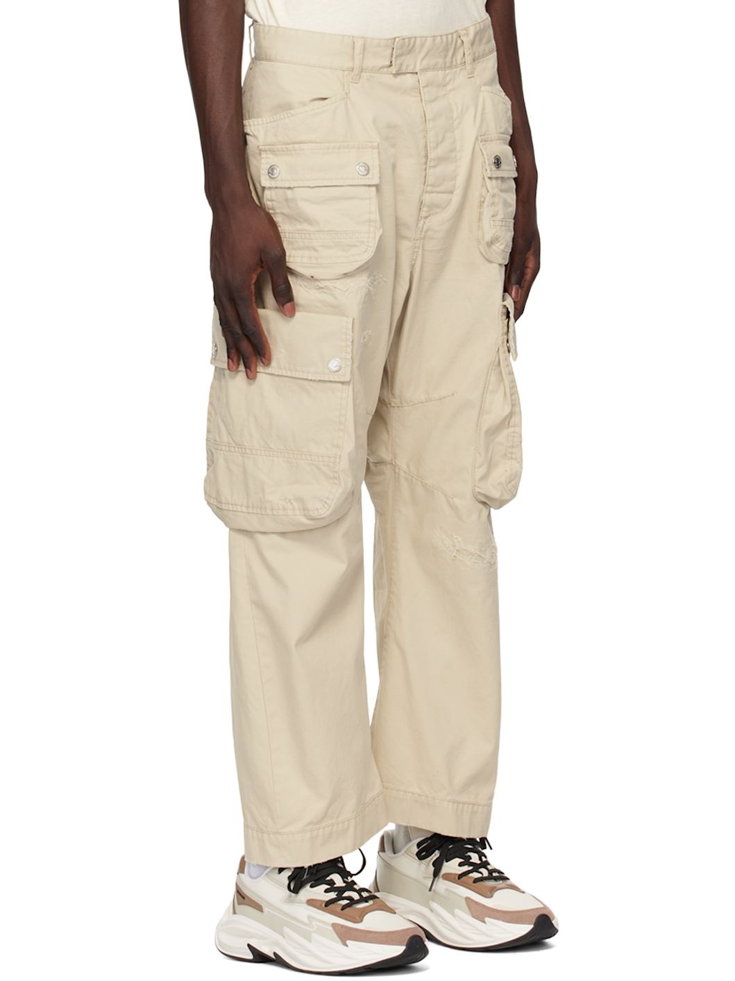Beige Multipocket Cargo Pants - 2