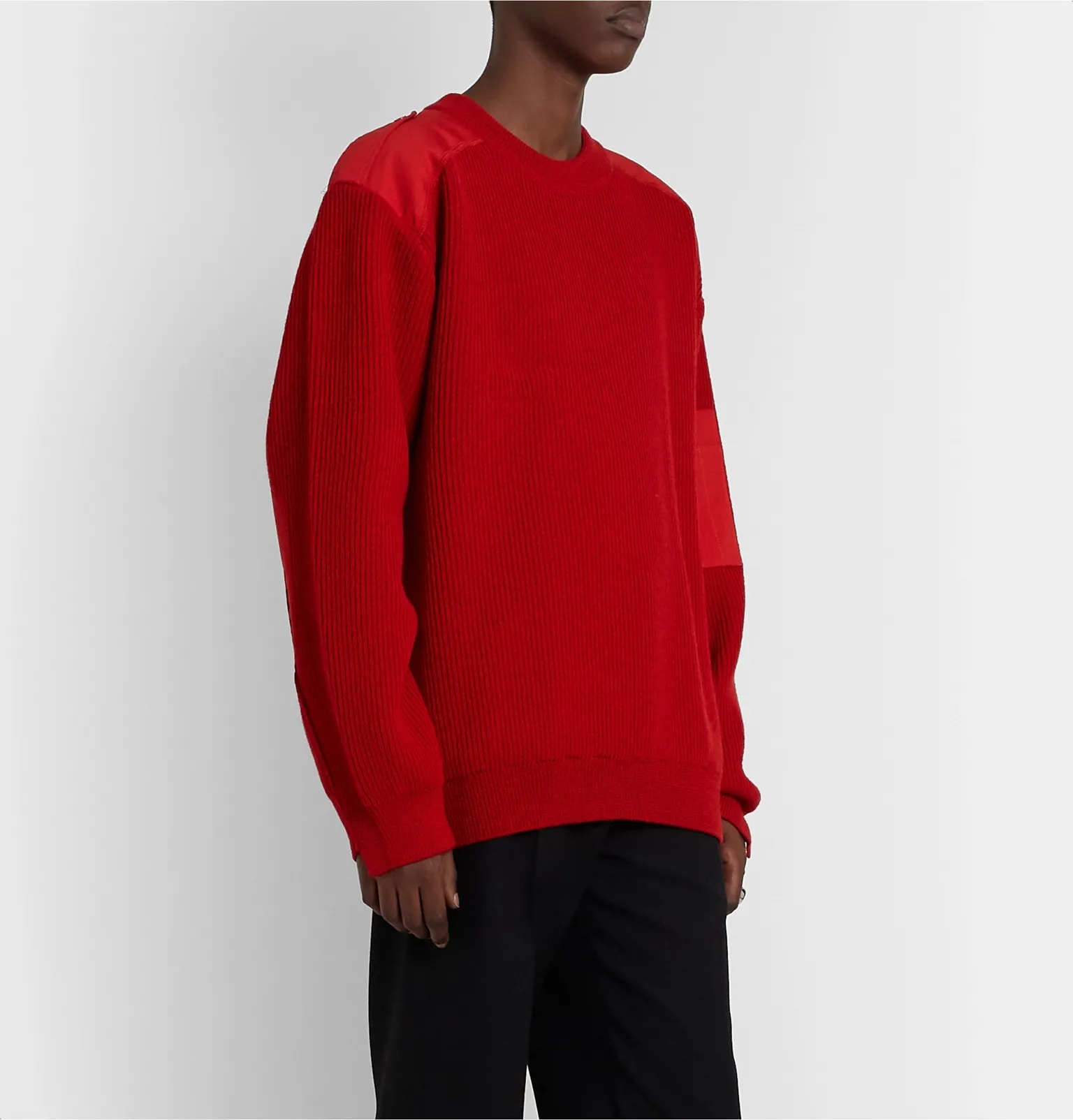 Logo-Embroidered Twill-Panelled Wool Sweater - 4