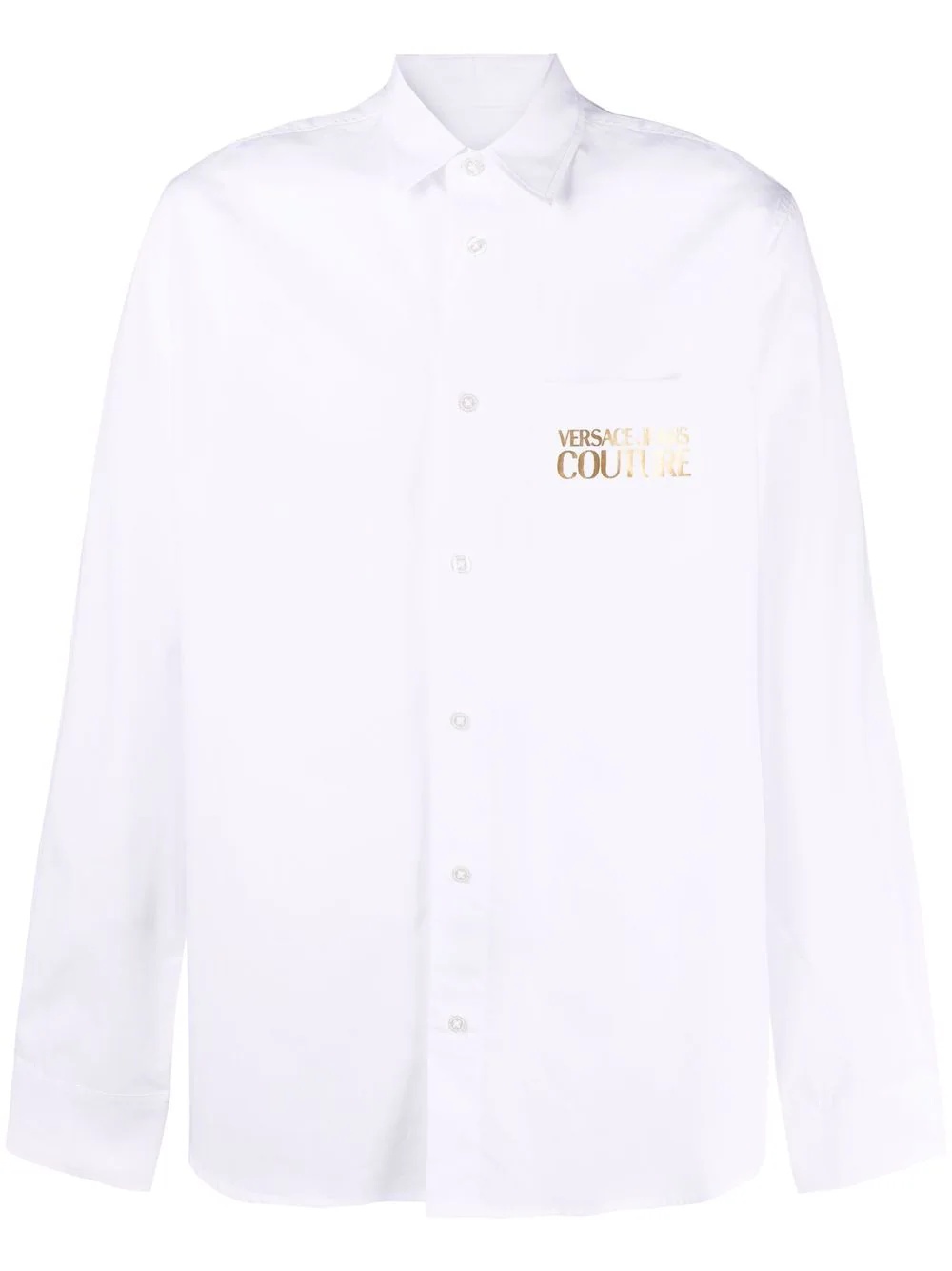 metallic logo-print long-sleeve shirt - 1