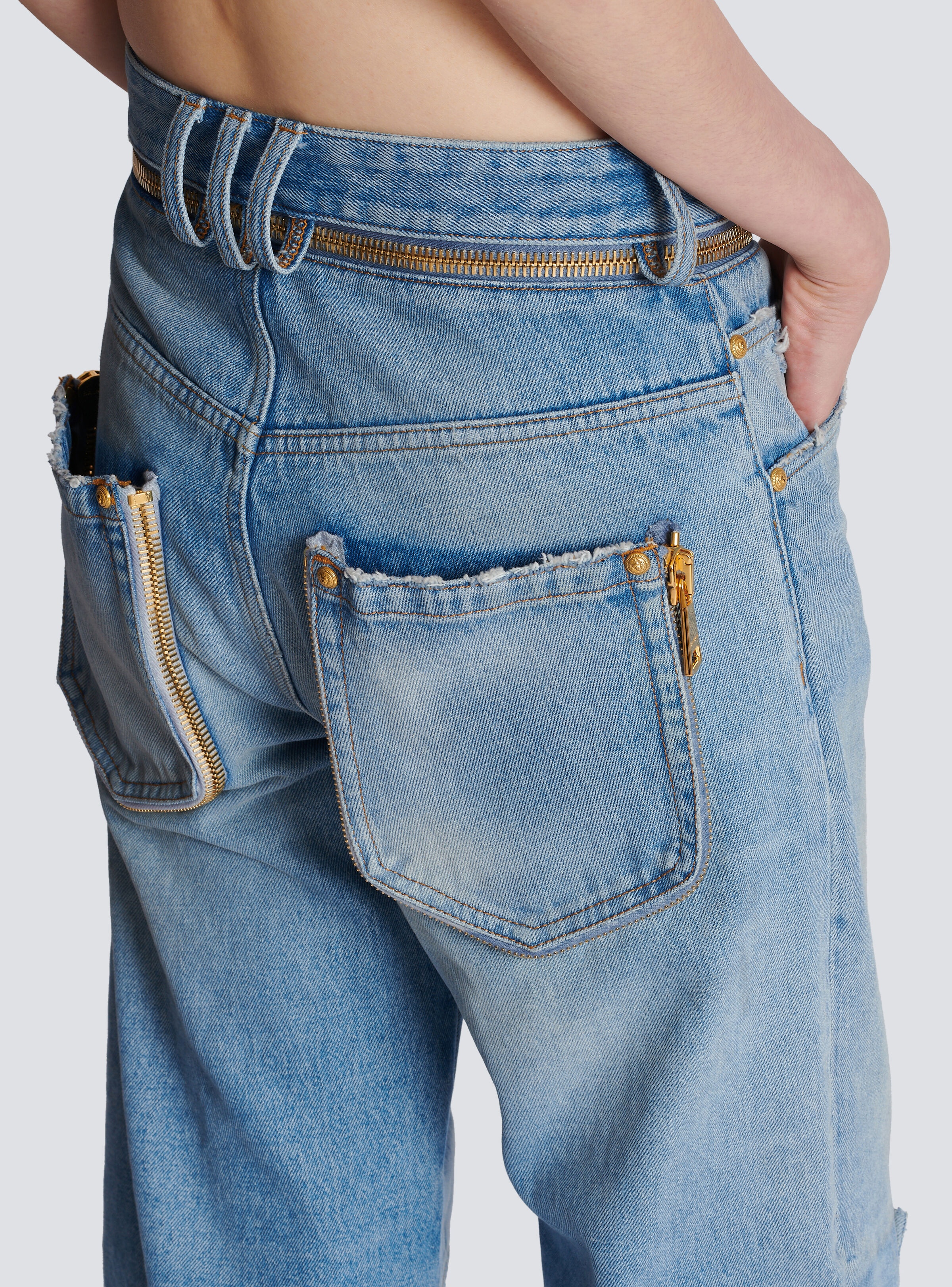 Wide-leg jeans with technical yoke - 6