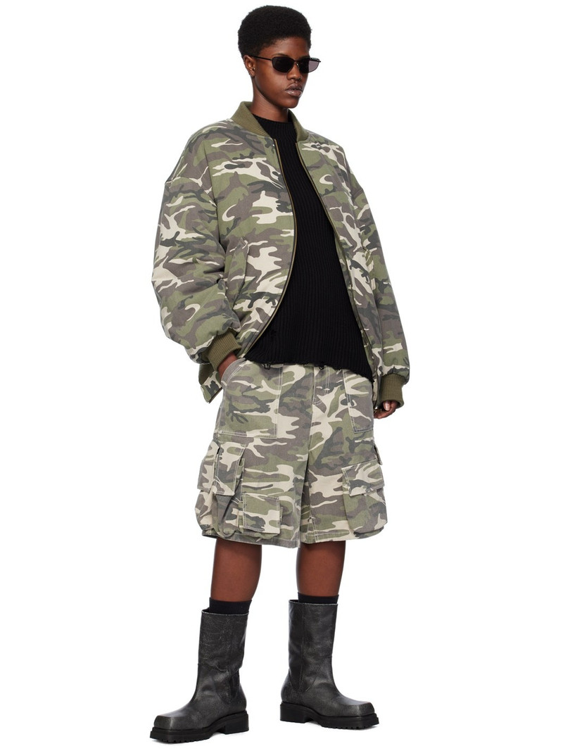 We11done Khaki Camo Shorts outlook