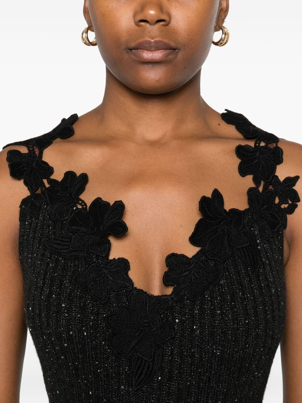 floral-motif embellished top - 5