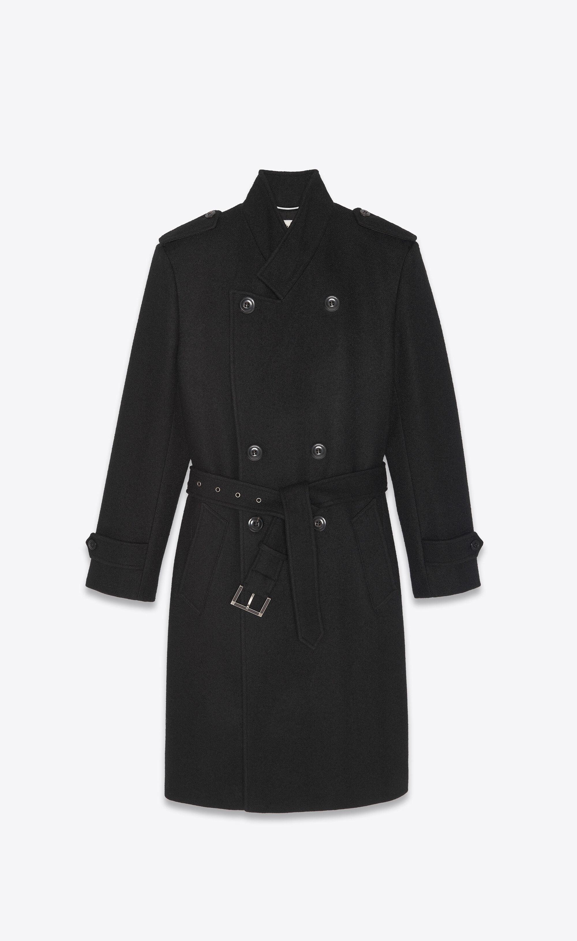 double-breasted trench coat in wool felt - 2