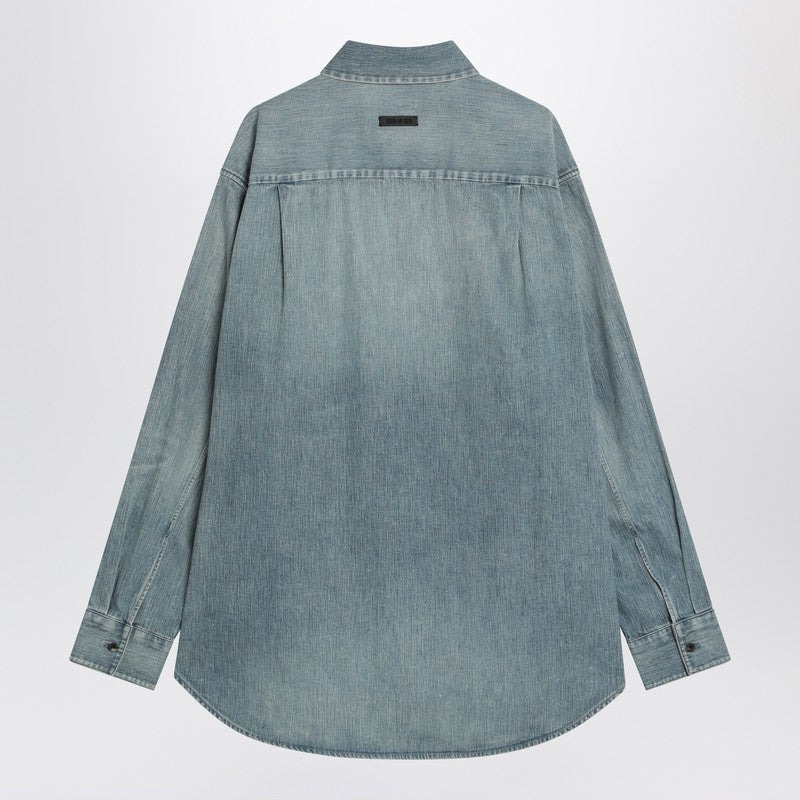 Fear Of God Light Blue Shirt With Faded Denim Effect Men - 2