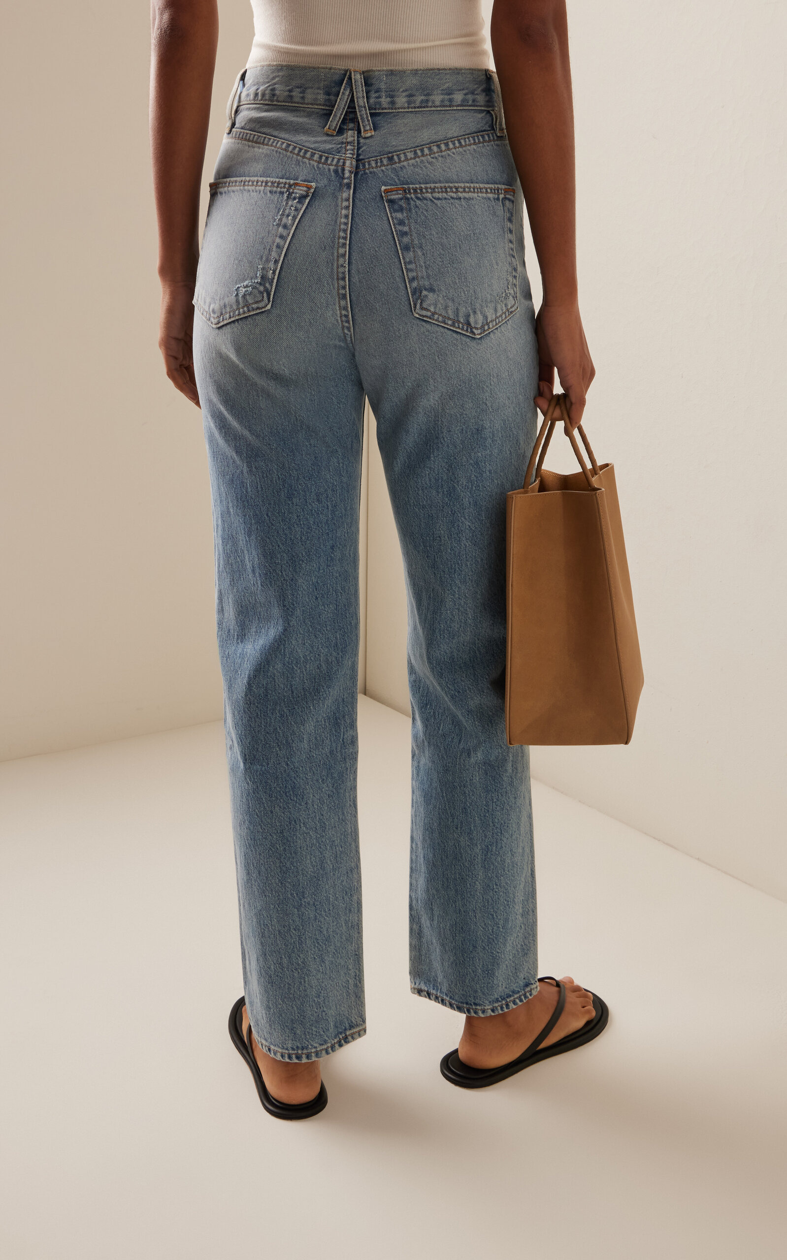 London Rigid High-Rise Straight-Leg Jeans medium wash - 4