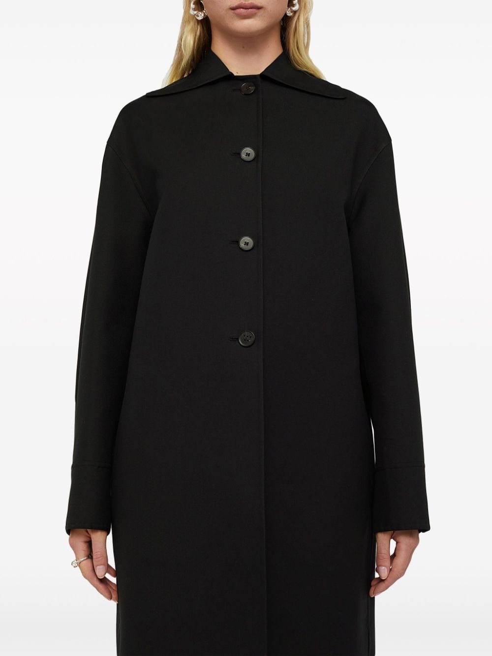 asymmetric-hem cotton coat - 3