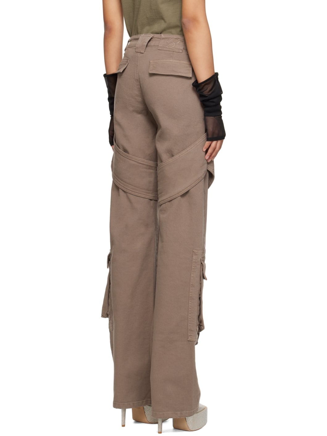 Taupe Denim Cargo Pants - 3