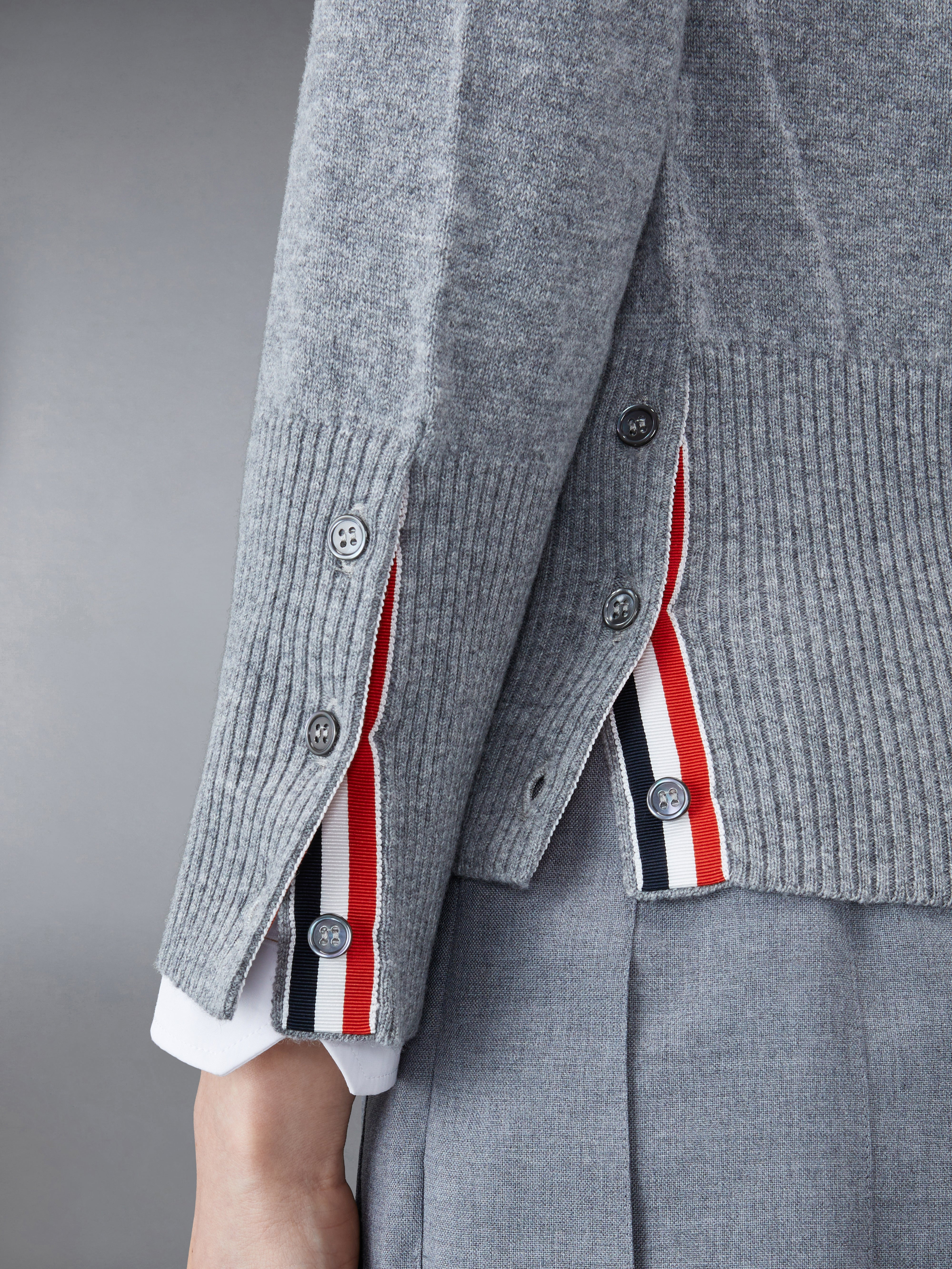 Light Grey Cashmere 4-Bar Classic V-Neck Cardigan - 5