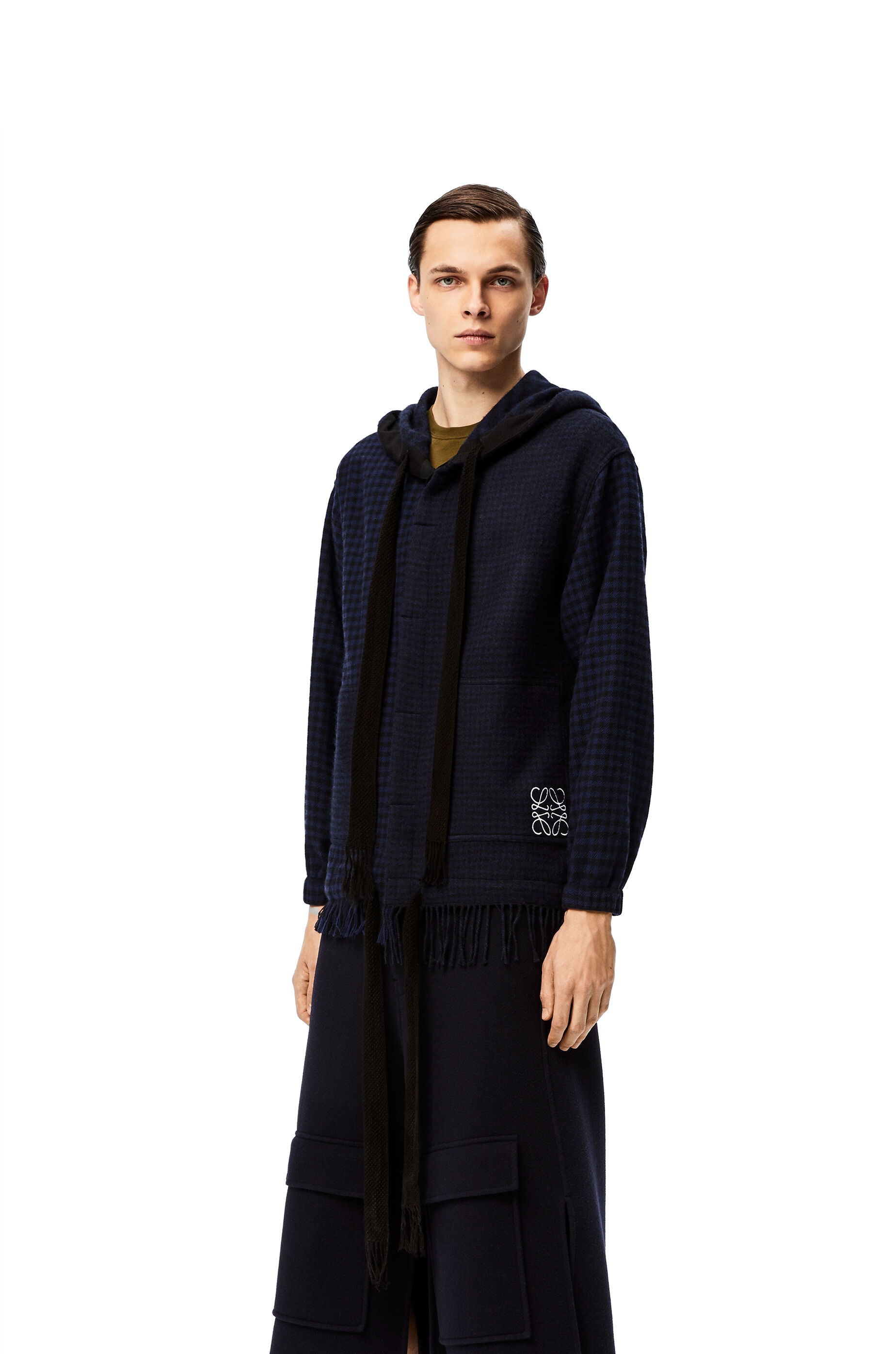 Hooded jacket in check wool and cashmere - 3