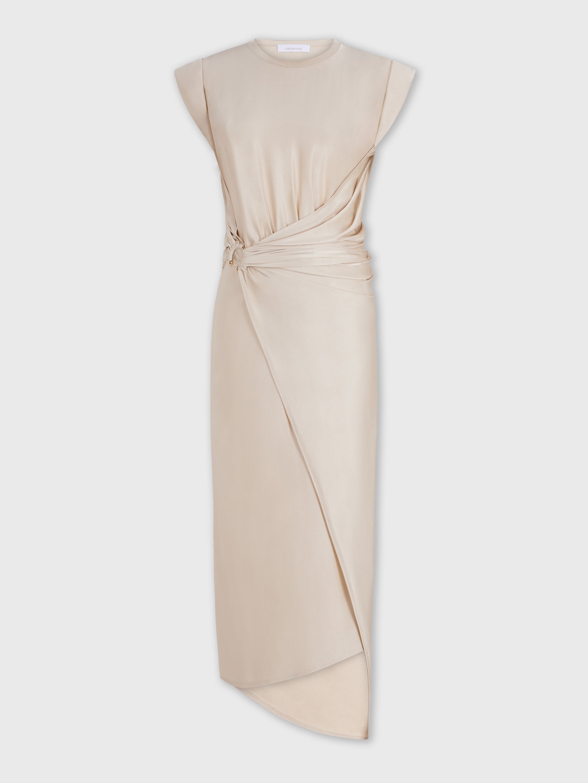 NUDE DRAPÉ PRESSION DRESS WITH SIGNATURE PIERCING - 1