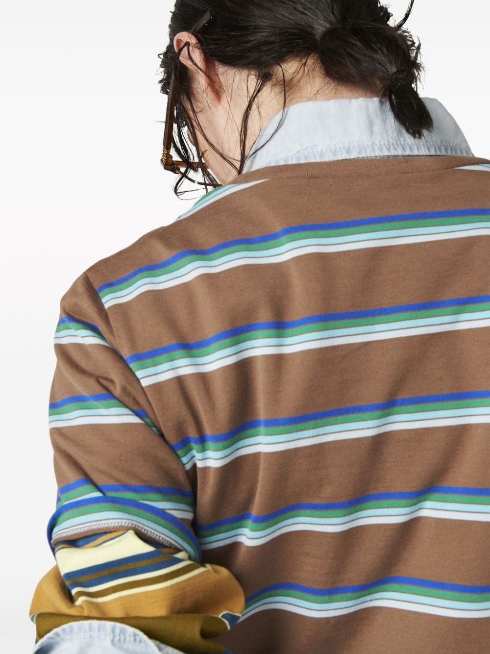 logo-patch striped T-shirt - 5