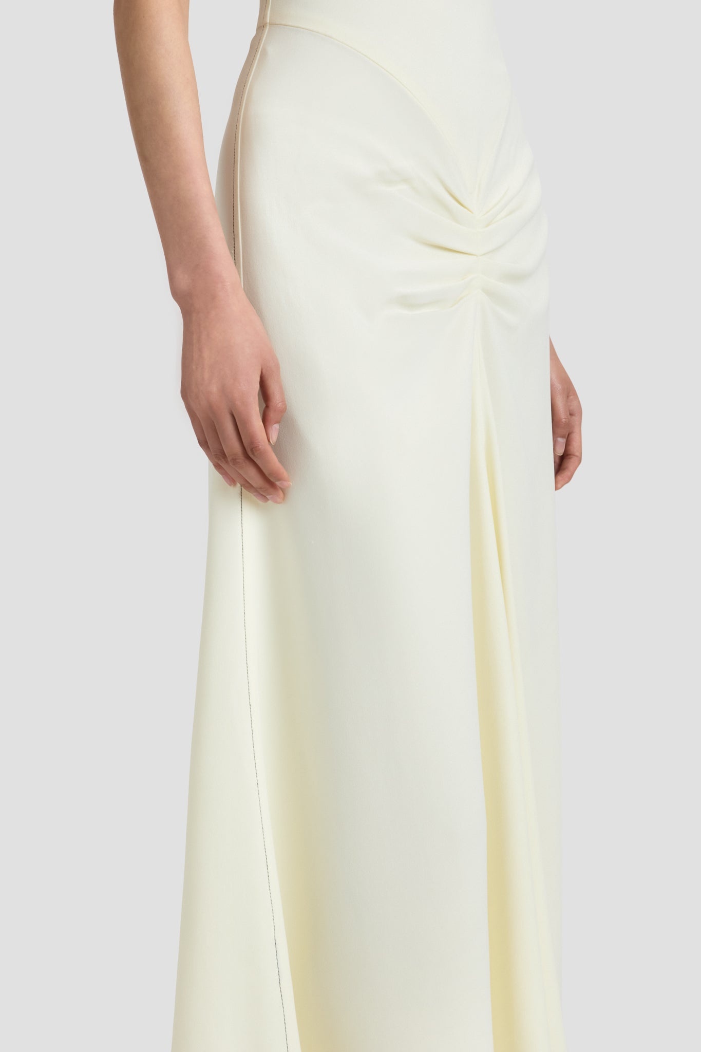 Gathered Detail T-Shirt Midi Dress In Ivory - 4