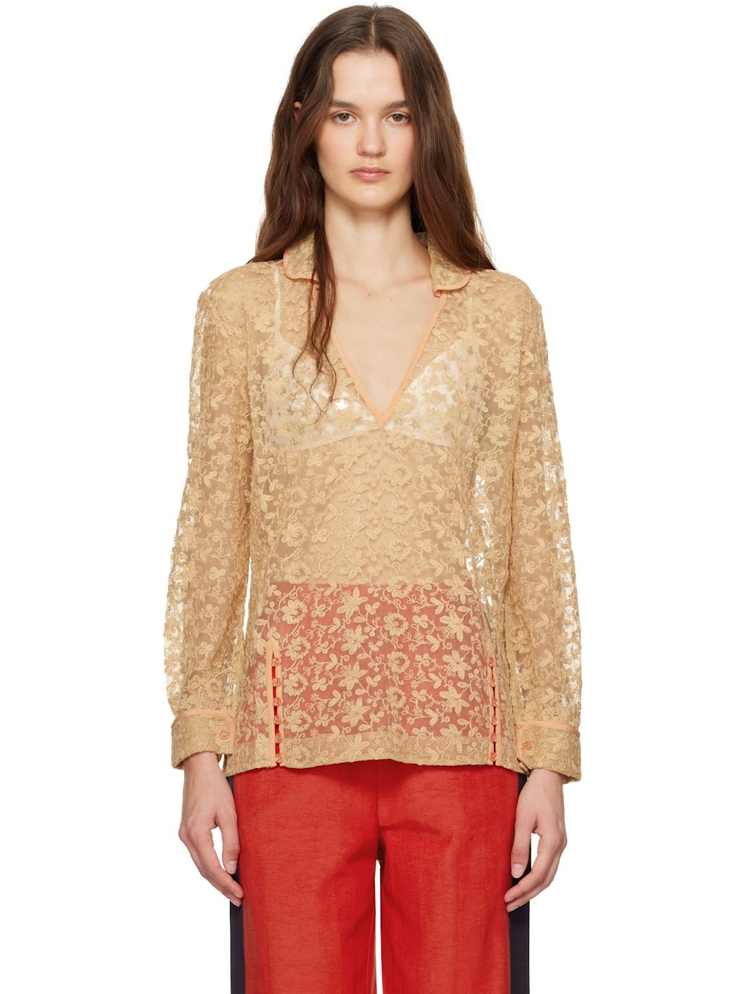 Beige Attic Lace Blouse - 1
